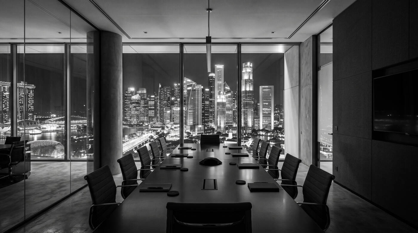 Singapore financial district boardroom