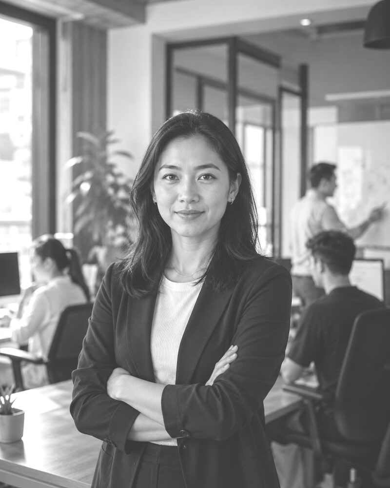 Southeast Asian founder in her office